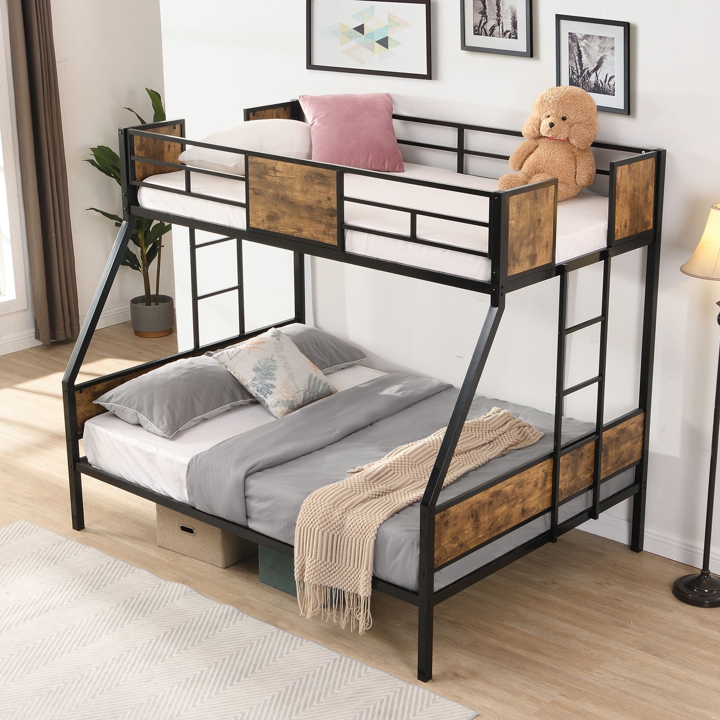 Modern Metal Bunk Bed With Dual Side Ladder And Metal Desig - The Sleep Loft - Online Mattress Showroom NYC
