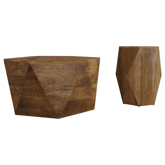 Zalika 2-piece Solid Wood Coffee and End Table Set Natural - The Sleep Loft - Online Mattress Showroom NYC