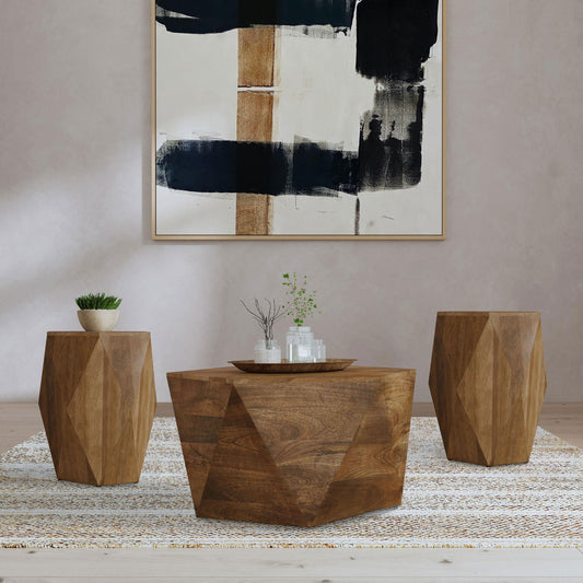Zalika 3-piece Solid Wood Coffee and End Table Set Natural - The Sleep Loft - Online Mattress Showroom NYC