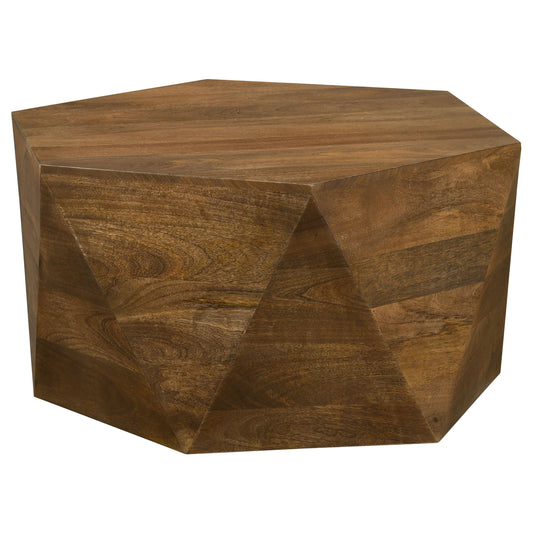 Zalika Hexagonal Solid Mango Wood Coffee Table Natural - The Sleep Loft - Online Mattress Showroom NYC