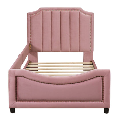 Upholstered Daybed With Classic Stripe Shaped Headboard - The Sleep Loft - Online Mattress Showroom NYC