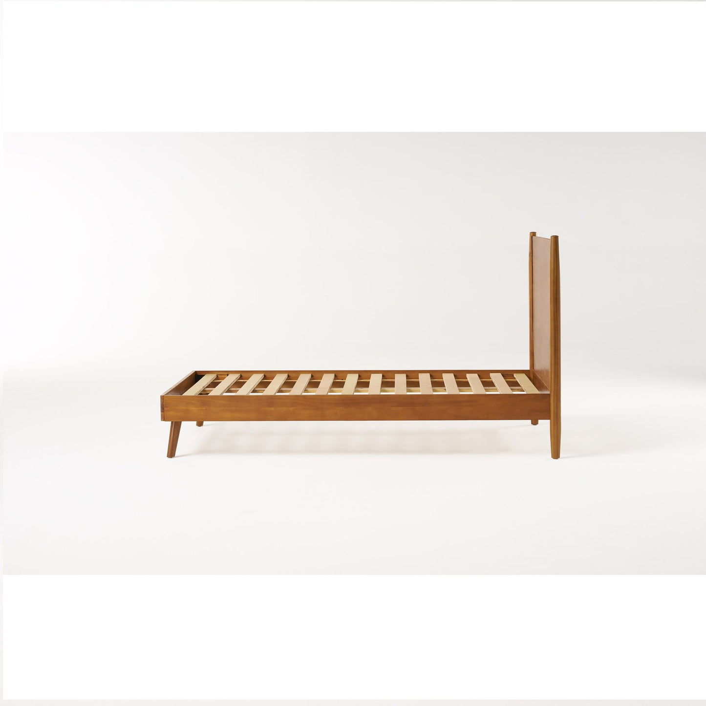Okioki - Mid-Century Natural Stained Solid Acacia Wood Bed - The Sleep Loft - Online Mattress Showroom NYC