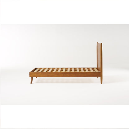 Okioki - Mid-Century Natural Stained Solid Acacia Wood Bed - The Sleep Loft - Online Mattress Showroom NYC
