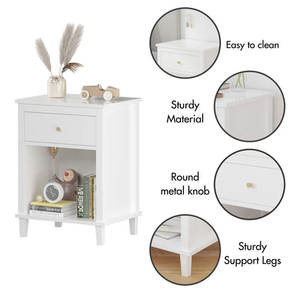 Nightstand & 1 Drawer And 1 Shelf - White - The Sleep Loft - Online Mattress Showroom NYC