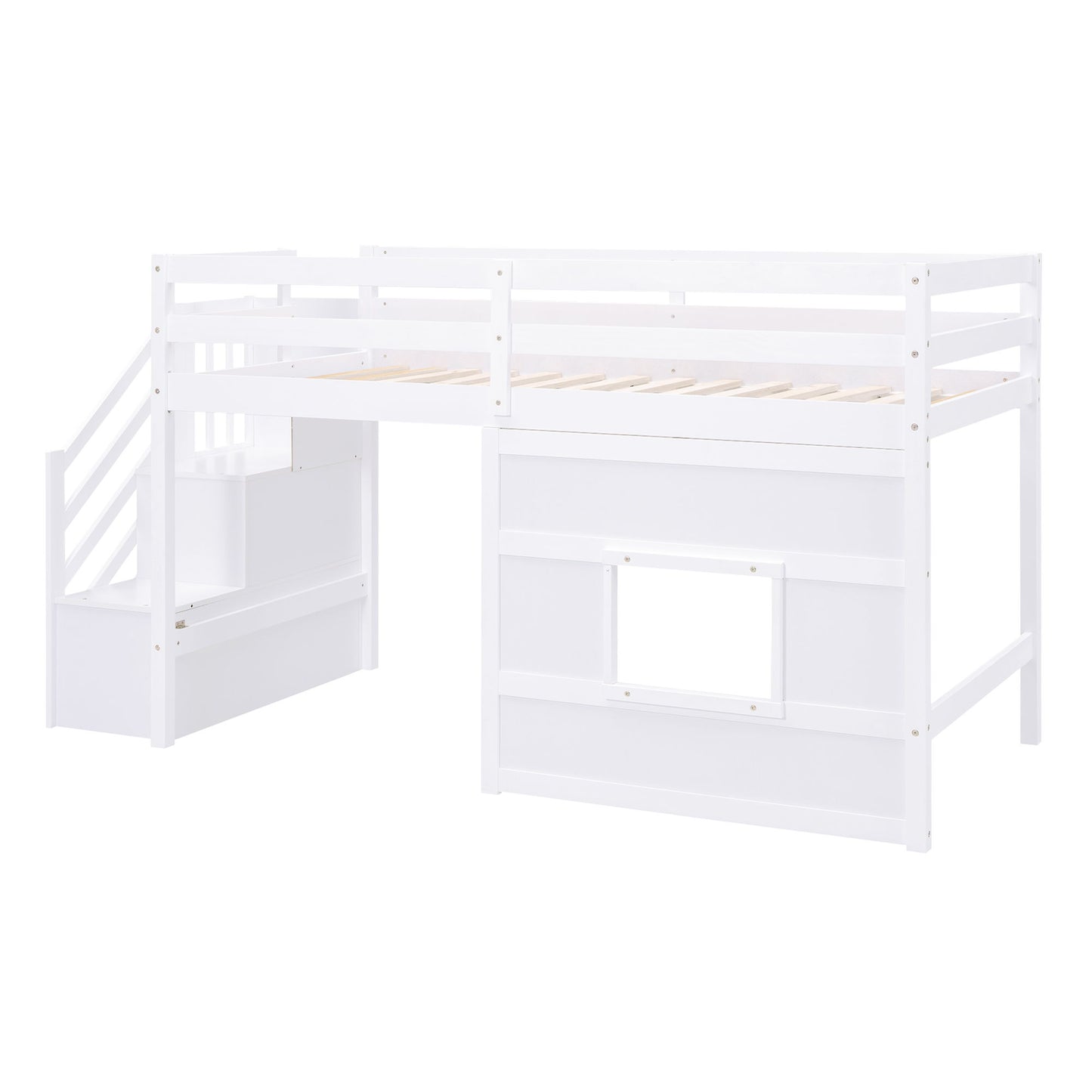 Loft Bed With Storage Staircase, Window & LED Light - The Sleep Loft - Online Mattress Showroom NYC