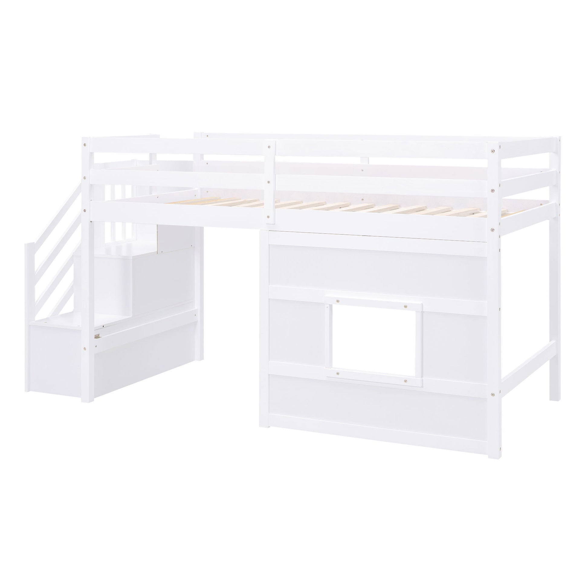 Loft Bed With Storage Staircase, Window & LED Light - The Sleep Loft - Online Mattress Showroom NYC
