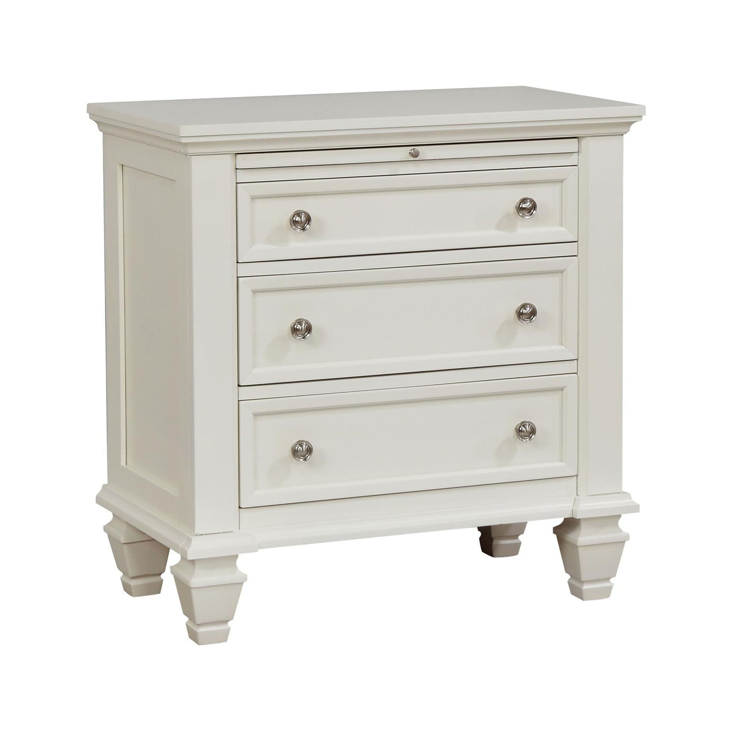 Cottage 3 Drawer Nightstand With Pull Out Tray - Cream White - The Sleep Loft - Online Mattress Showroom NYC