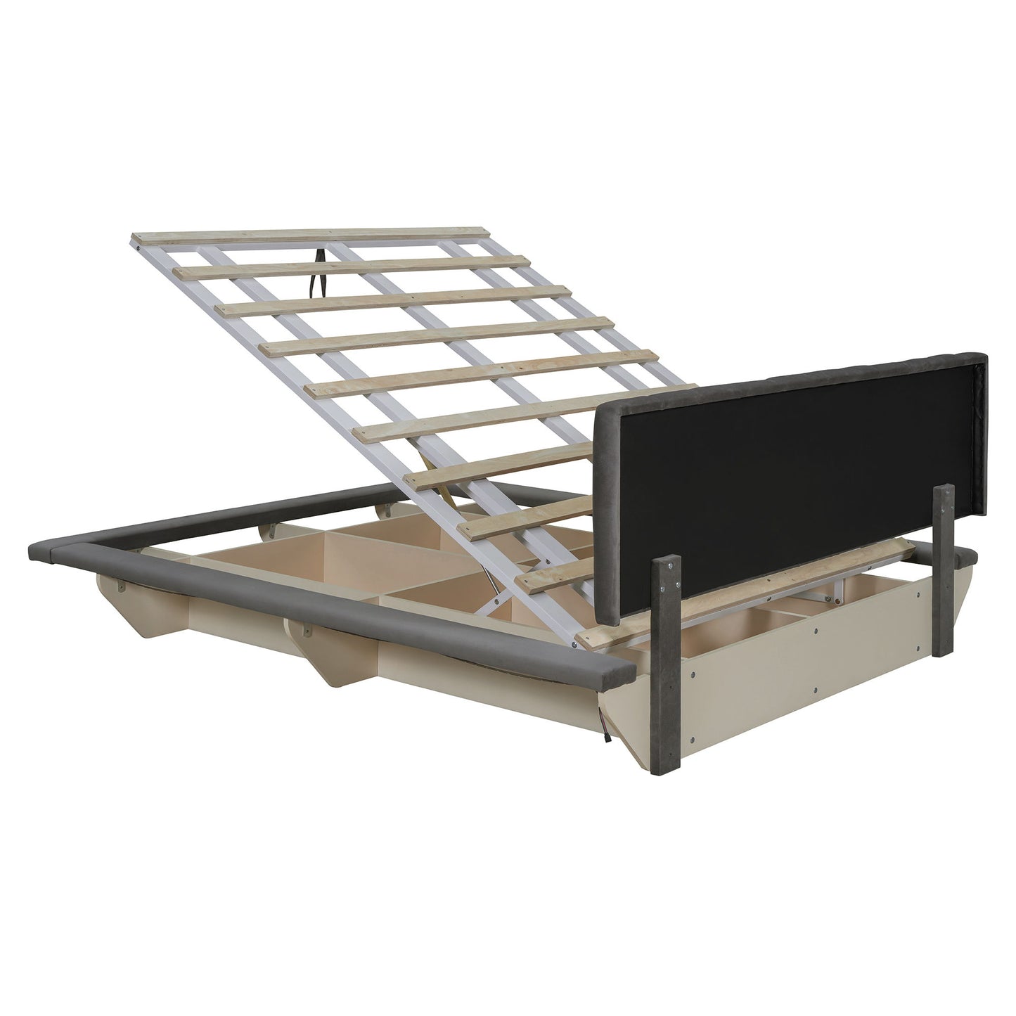 Upholstered Floating Hydrualic Platform Bed With LED Light And USB Port - The Sleep Loft - Online Mattress Showroom NYC