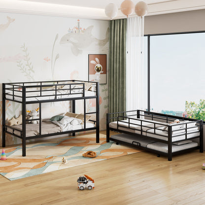 Triple Bunk Bed With Trundle, Heavy Duty Steel Construction - The Sleep Loft - Online Mattress Showroom NYC