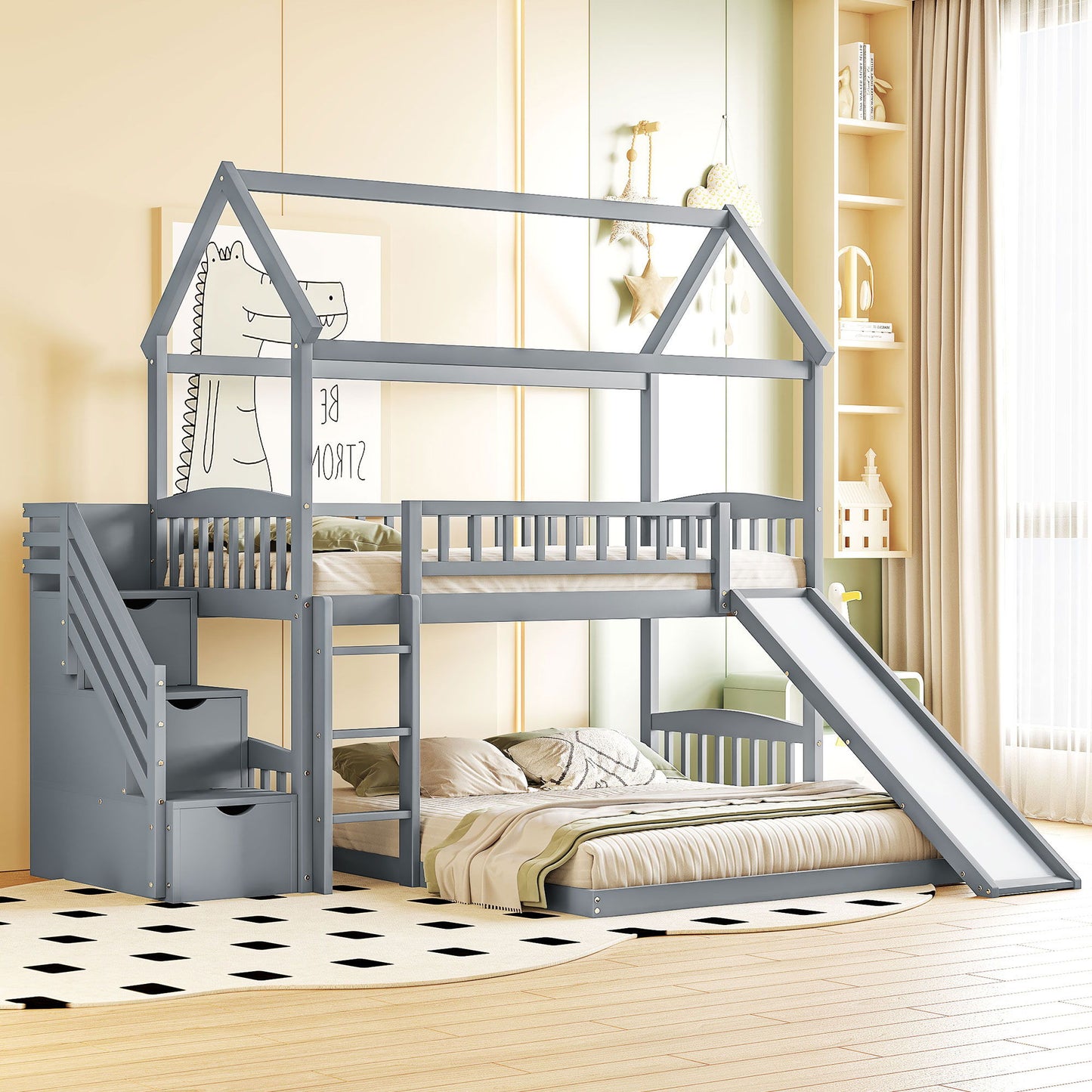 House Bunk Bed With Slide - The Sleep Loft - Online Mattress Showroom NYC