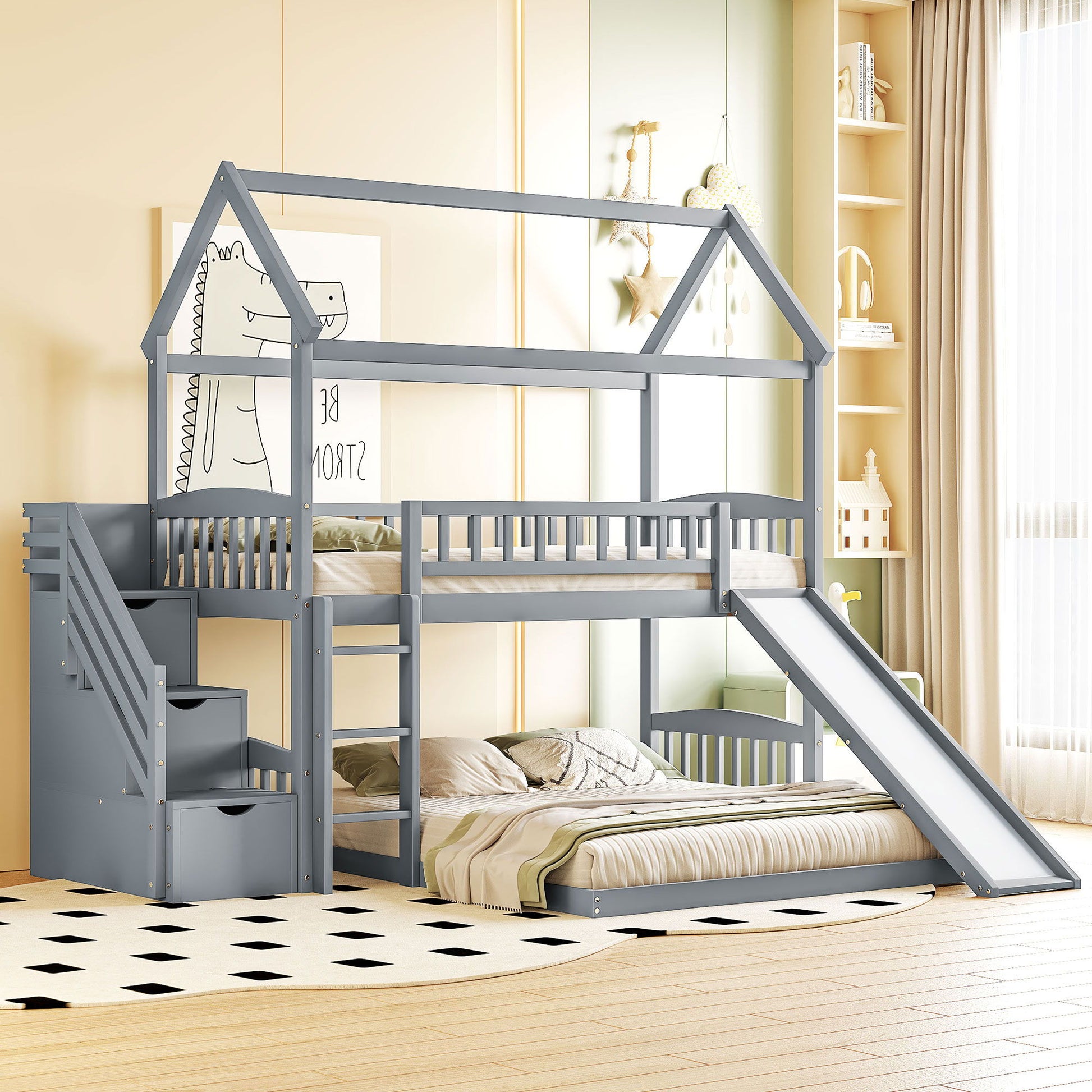 House Bunk Bed With Slide - The Sleep Loft - Online Mattress Showroom NYC