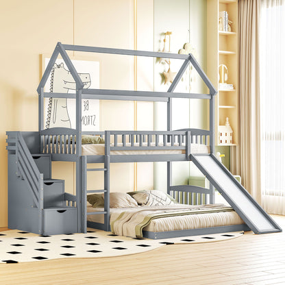 House Bunk Bed With Slide - The Sleep Loft - Online Mattress Showroom NYC