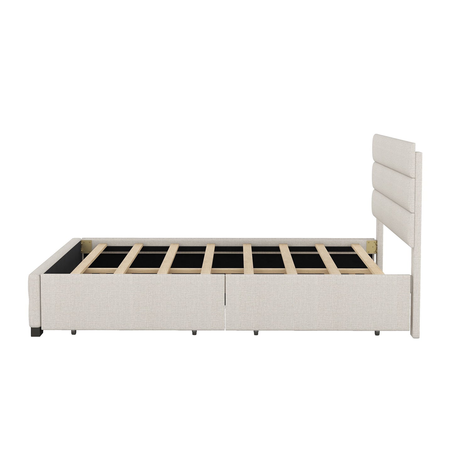 Queen Platform Bed With Twin Trundle And 2 Storage Drawers - Beige - The Sleep Loft - Online Mattress Showroom NYC