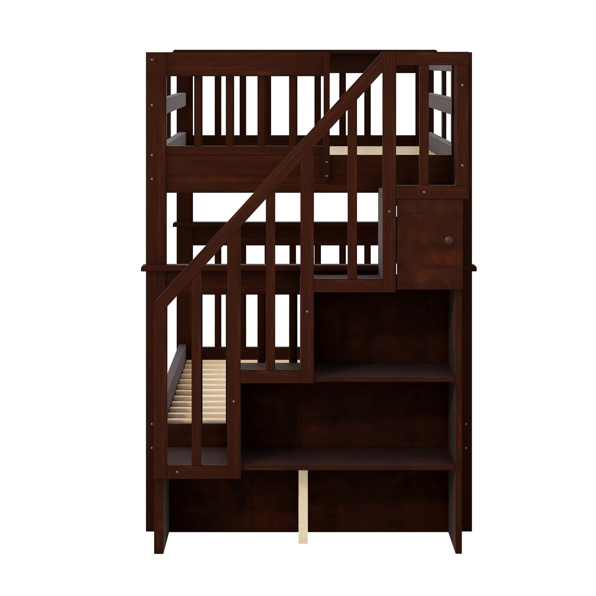 Stairway Bunk Bed With Storage And Guard Rail For Bedroom - The Sleep Loft - Online Mattress Showroom NYC