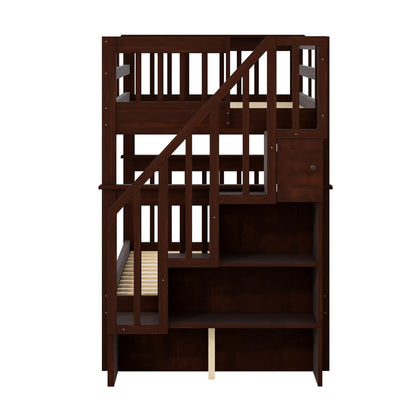 Stairway Bunk Bed With Storage And Guard Rail For Bedroom - The Sleep Loft - Online Mattress Showroom NYC