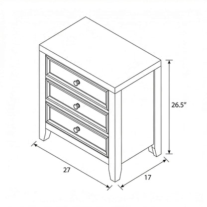 3 Drawer Nightstand With USB Charging Port