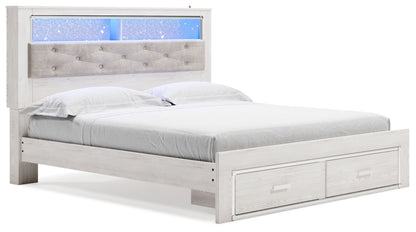 Altyra - King Upholstered Bookcase Bed With Storage - White - The Sleep Loft - Online Mattress Showroom NYC