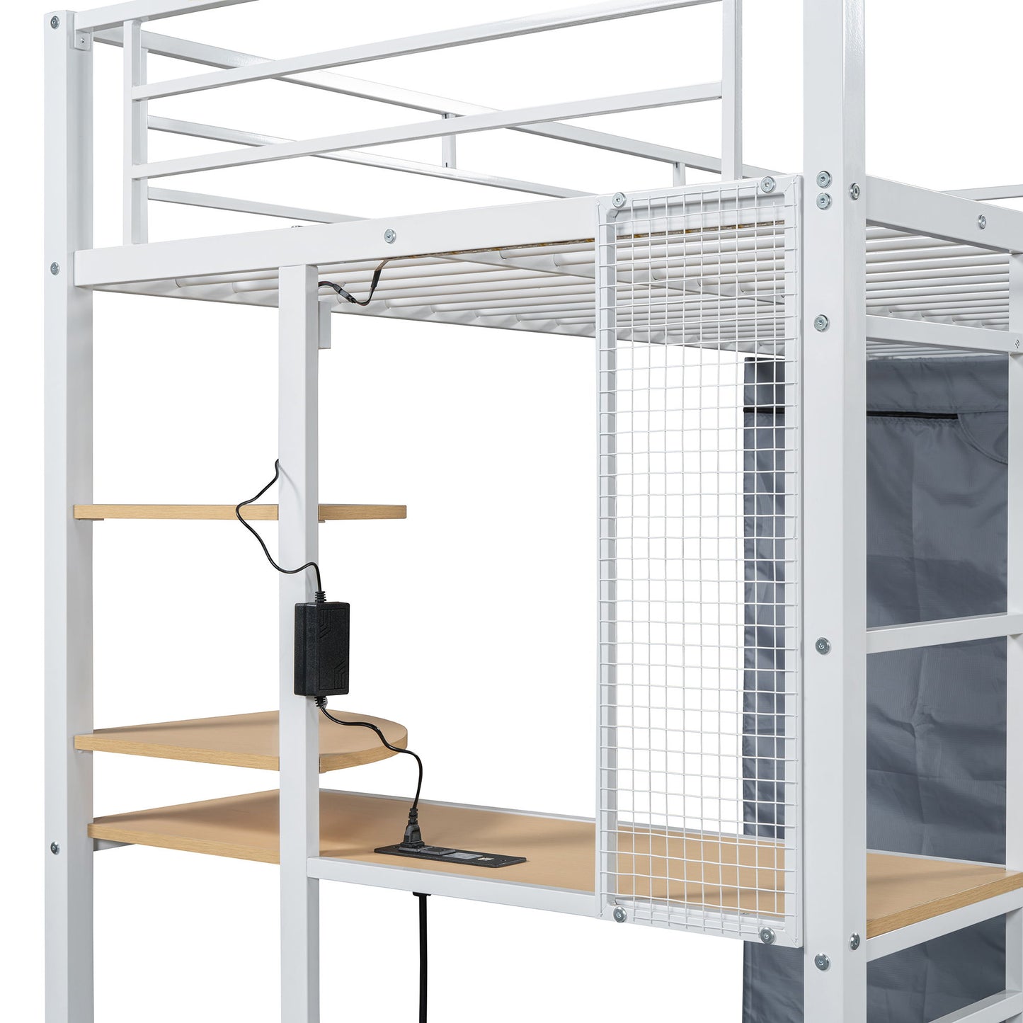 Loft Bed With Desk, Shelves, Power Outlet, LED Light And Wardrobe - The Sleep Loft - Online Mattress Showroom NYC