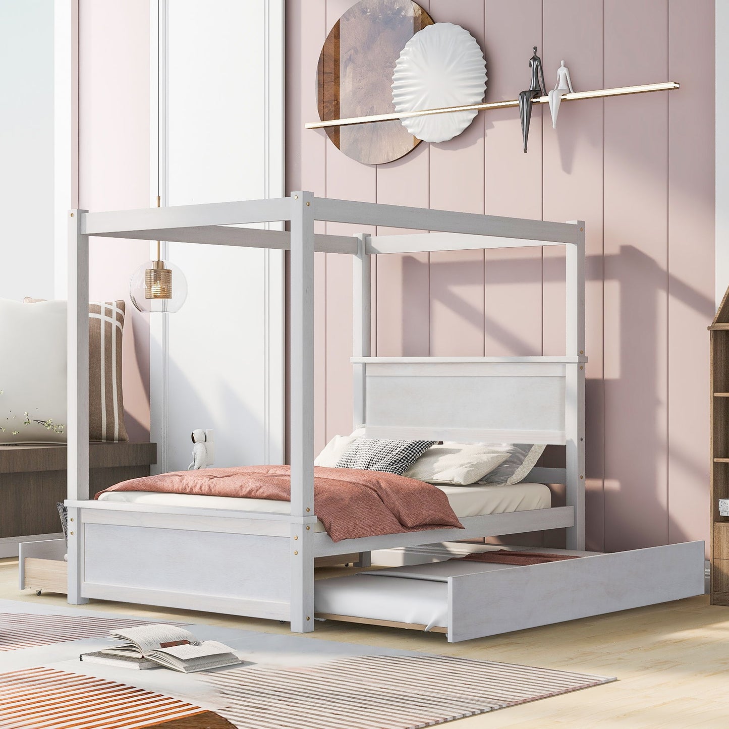 Canopy Platform Bed With Drawers, Support Slats, No Box Spring Needed - The Sleep Loft - Online Mattress Showroom NYC