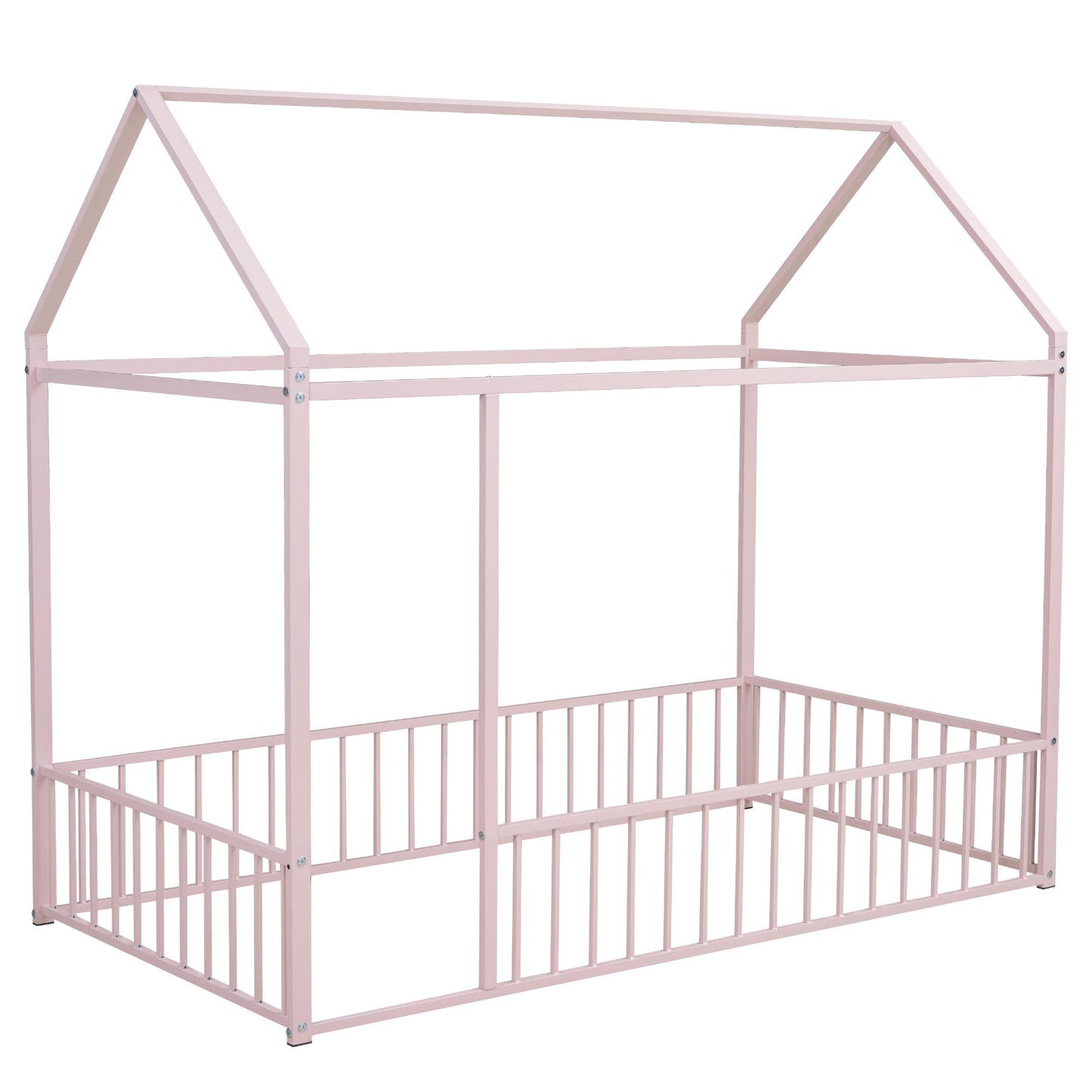 Metal Bed House Bed Frame With Fence - The Sleep Loft - Online Mattress Showroom NYC