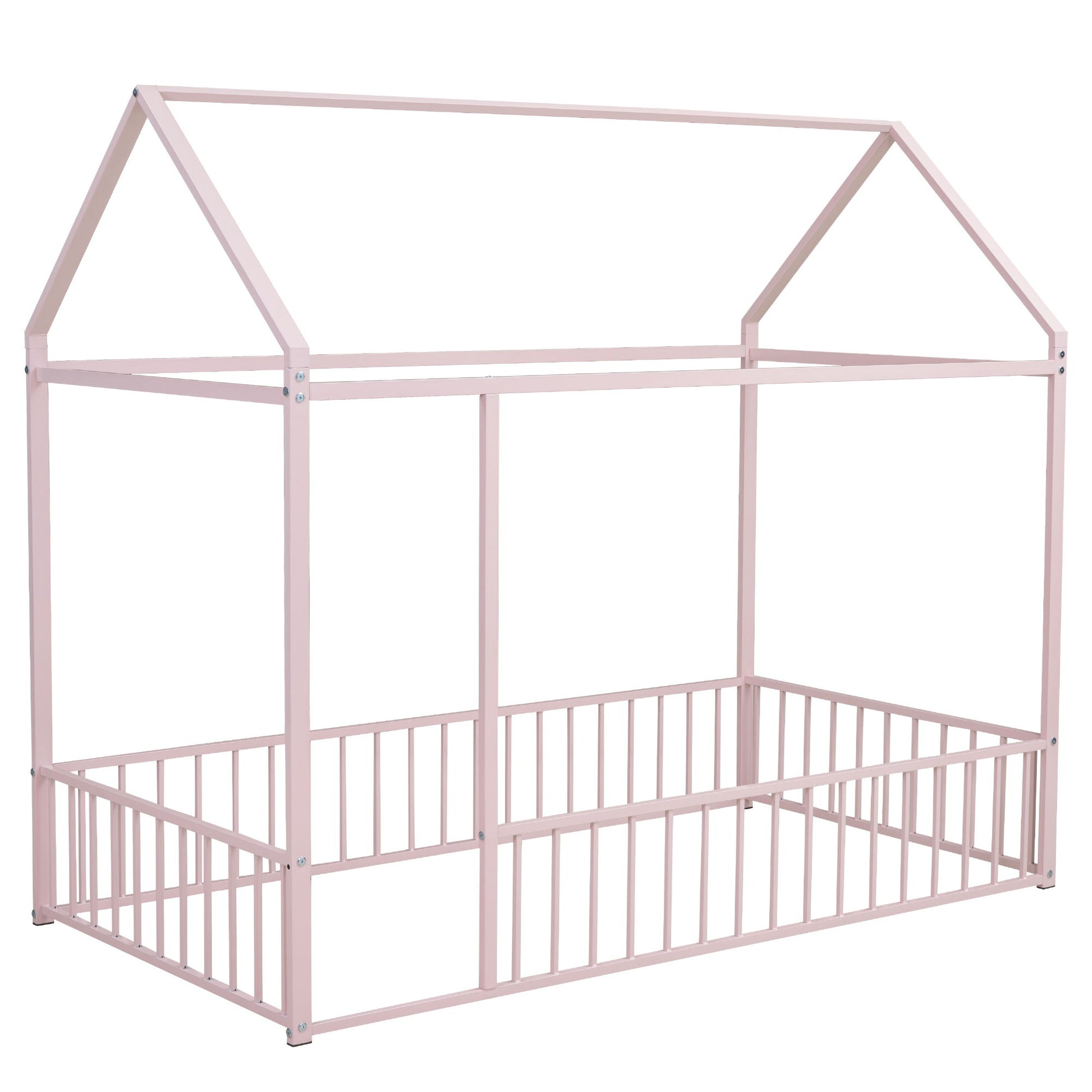 Metal Bed House Bed Frame With Fence - The Sleep Loft - Online Mattress Showroom NYC