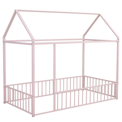 Metal Bed House Bed Frame With Fence - The Sleep Loft - Online Mattress Showroom NYC