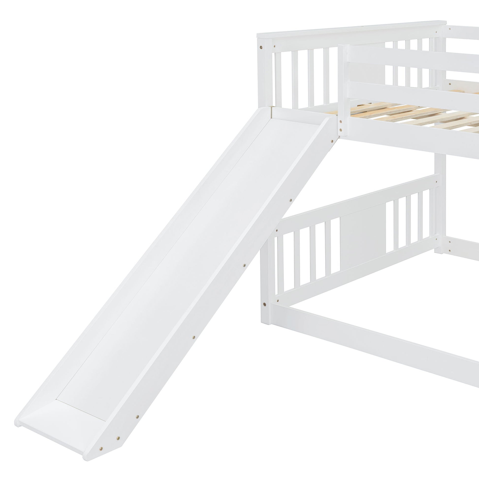 Full Over Full Bunk Bed With Ladder With Slide - White - The Sleep Loft - Online Mattress Showroom NYC