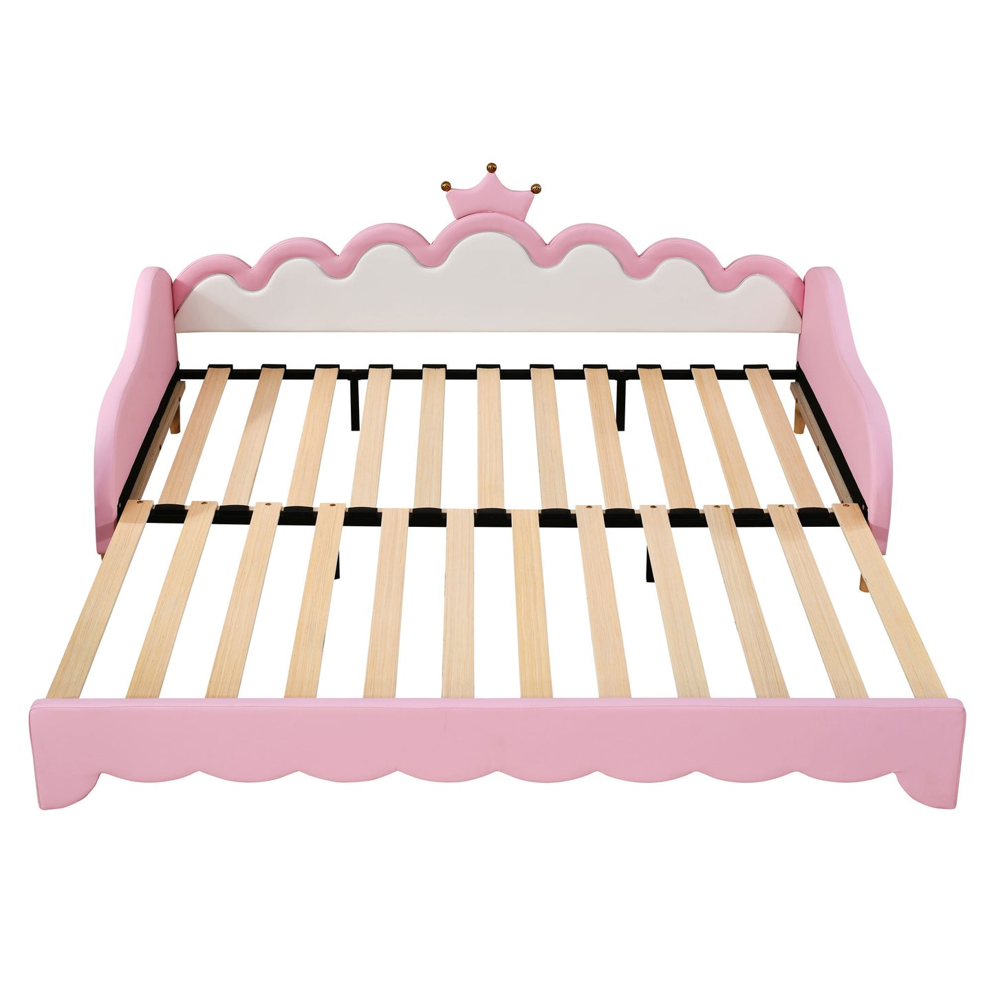 Extending Daybed With LED Lights, Modern Upholstered Princess Daybed With Crown Headboard - The Sleep Loft - Online Mattress Showroom NYC