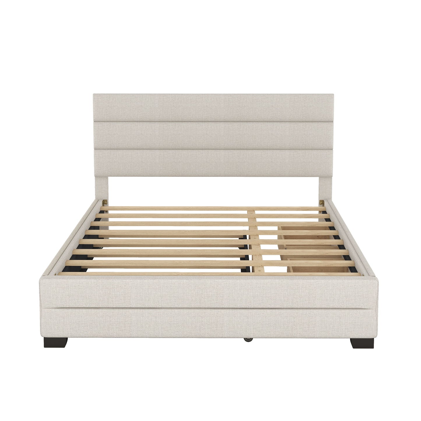 Queen Platform Bed With Twin Trundle And 2 Storage Drawers - Beige - The Sleep Loft - Online Mattress Showroom NYC