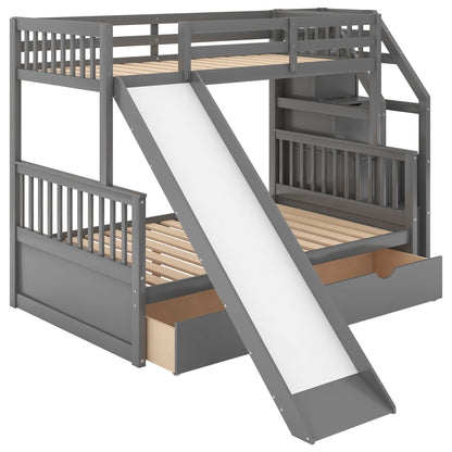 Bunk Bed With Storage Staircase, Slide, Desk, Drawers, And Shelves - The Sleep Loft - Online Mattress Showroom NYC