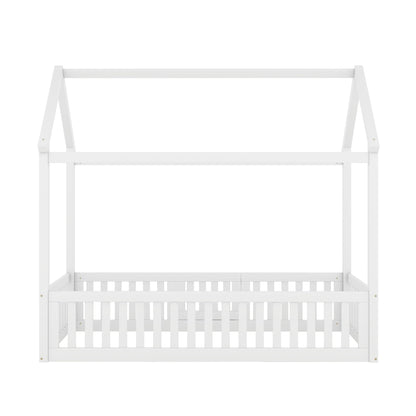 Wood House Bed With Fence And Door - The Sleep Loft - Online Mattress Showroom NYC
