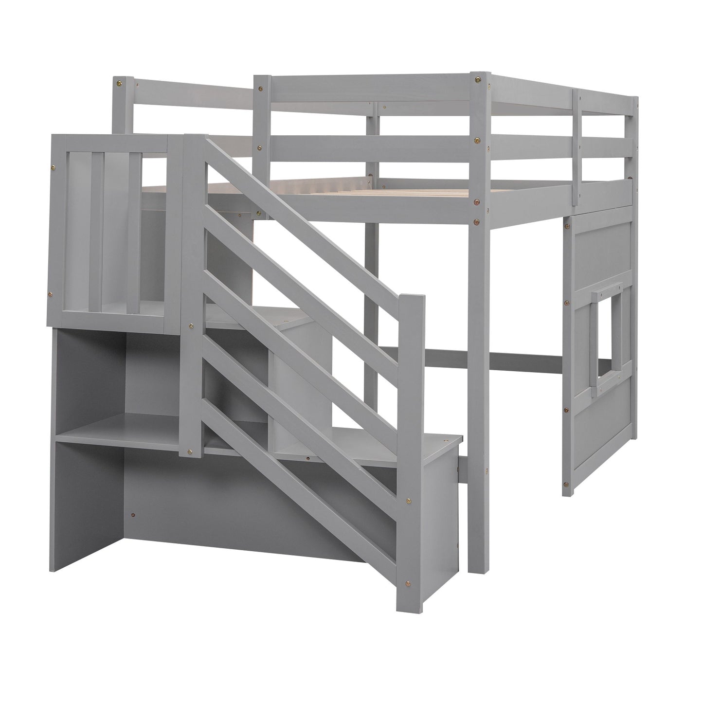 Loft Bed With Storage Staircase, Window & LED Light - The Sleep Loft - Online Mattress Showroom NYC