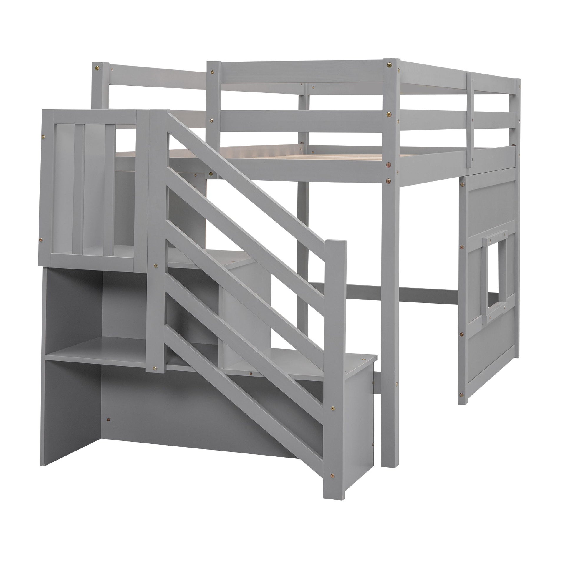 Loft Bed With Storage Staircase, Window & LED Light - The Sleep Loft - Online Mattress Showroom NYC