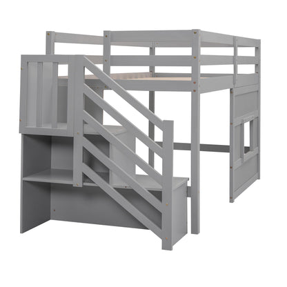 Loft Bed With Storage Staircase, Window & LED Light - The Sleep Loft - Online Mattress Showroom NYC