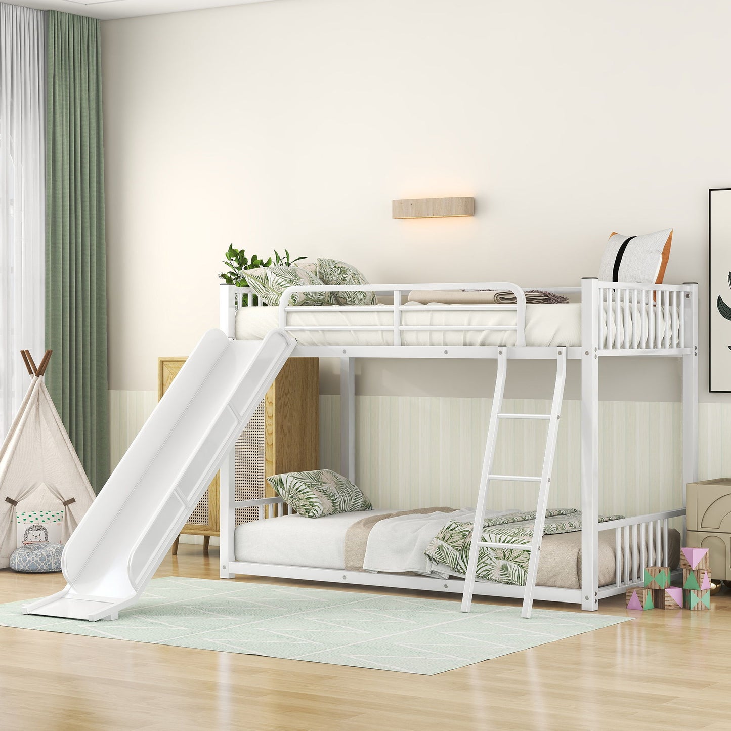 Metal Bunk Bed With Slide, Durable Steel Frame - The Sleep Loft - Online Mattress Showroom NYC