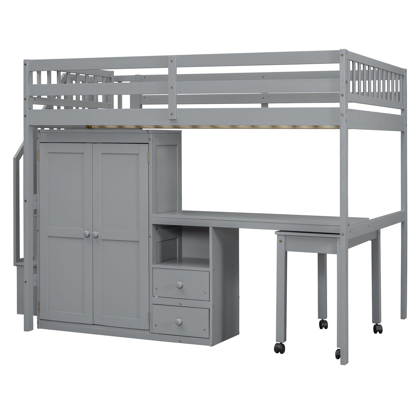 Loft Bed With Stairs, Bookshelf, Drawers, Desk & Wardrobe, Space Saving Multifunctional Furniture - The Sleep Loft - Online Mattress Showroom NYC