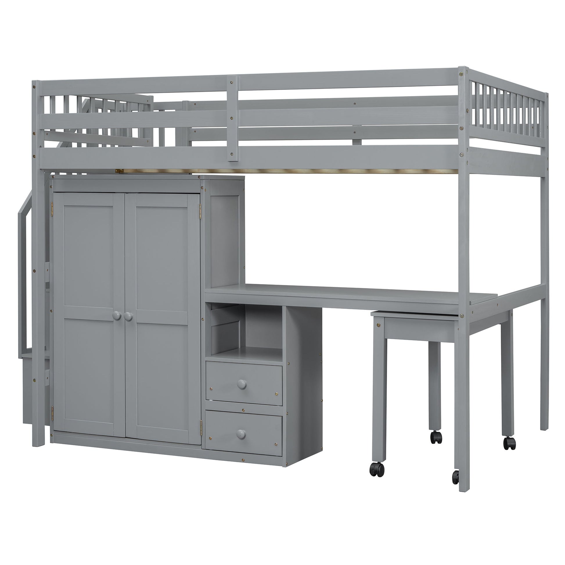 Loft Bed With Stairs, Bookshelf, Drawers, Desk & Wardrobe, Space Saving Multifunctional Furniture - The Sleep Loft - Online Mattress Showroom NYC