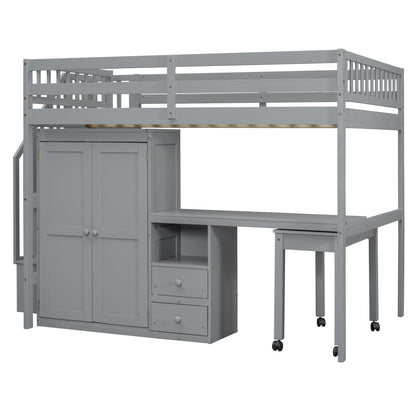 Loft Bed With Stairs, Bookshelf, Drawers, Desk & Wardrobe, Space Saving Multifunctional Furniture - The Sleep Loft - Online Mattress Showroom NYC