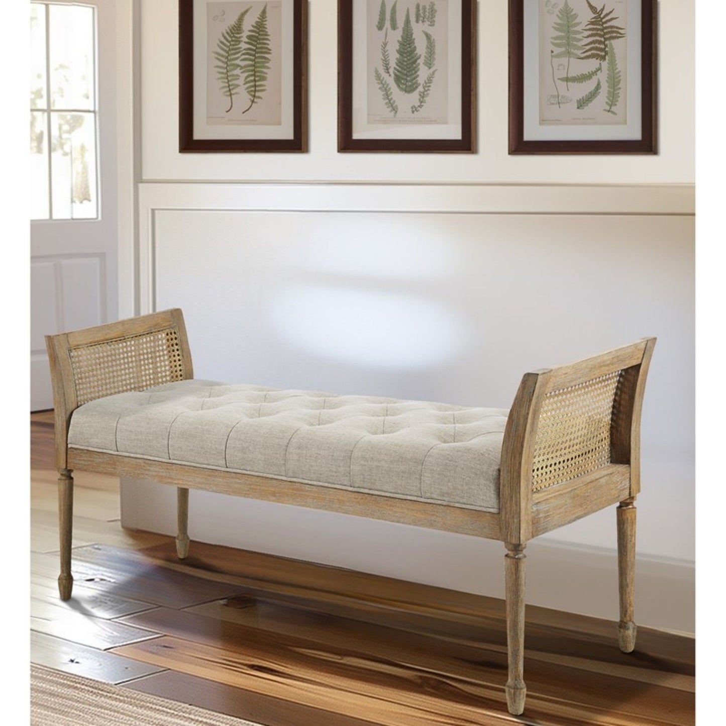 Accent Bench With Arm - Natural - The Sleep Loft - Online Mattress Showroom NYC