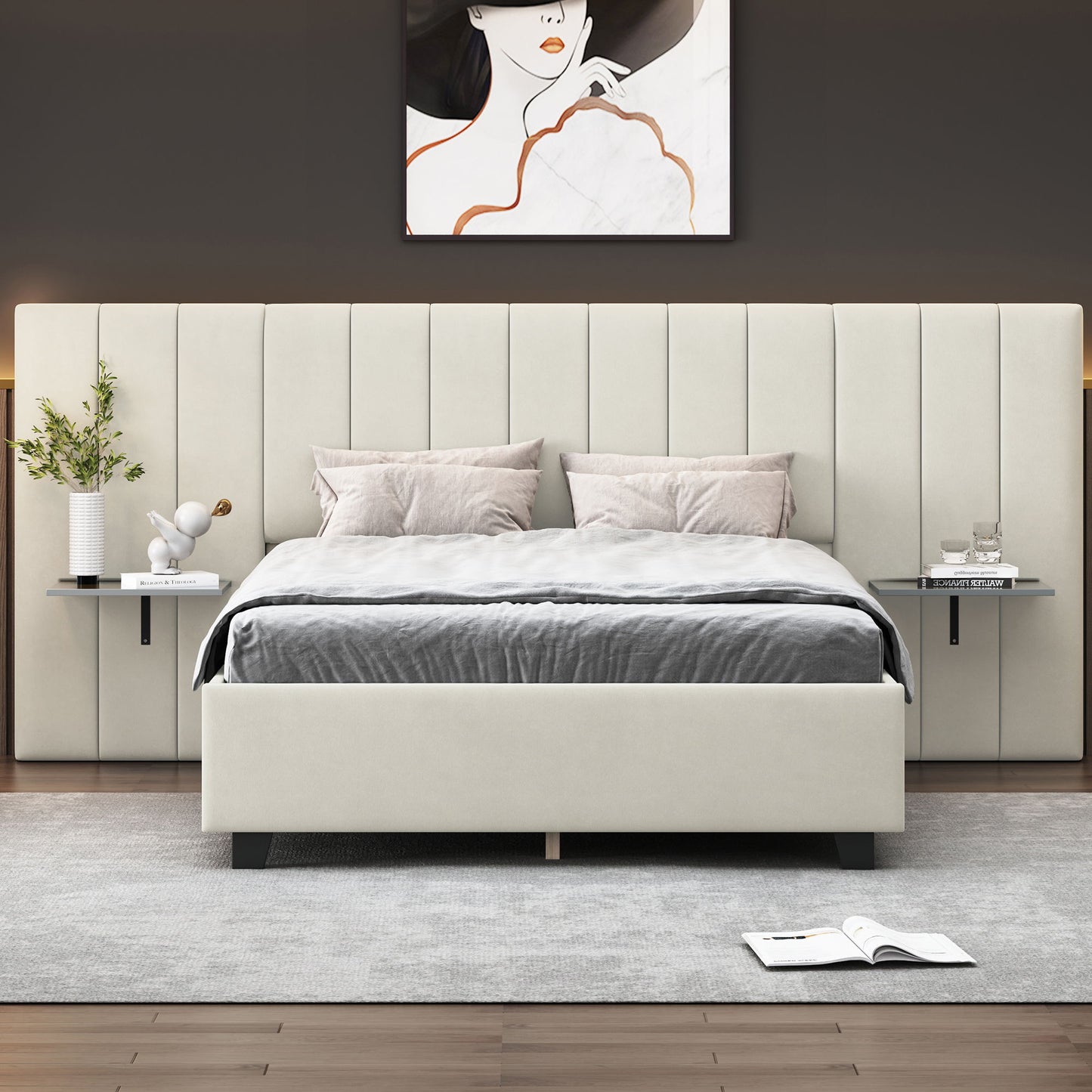 Upholstered Platform Bed With Big Headboard - The Sleep Loft - Online Mattress Showroom NYC