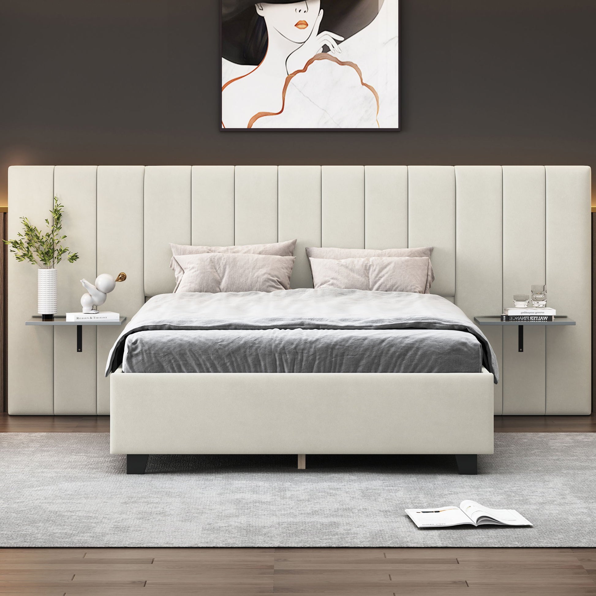 Upholstered Platform Bed With Big Headboard - The Sleep Loft - Online Mattress Showroom NYC