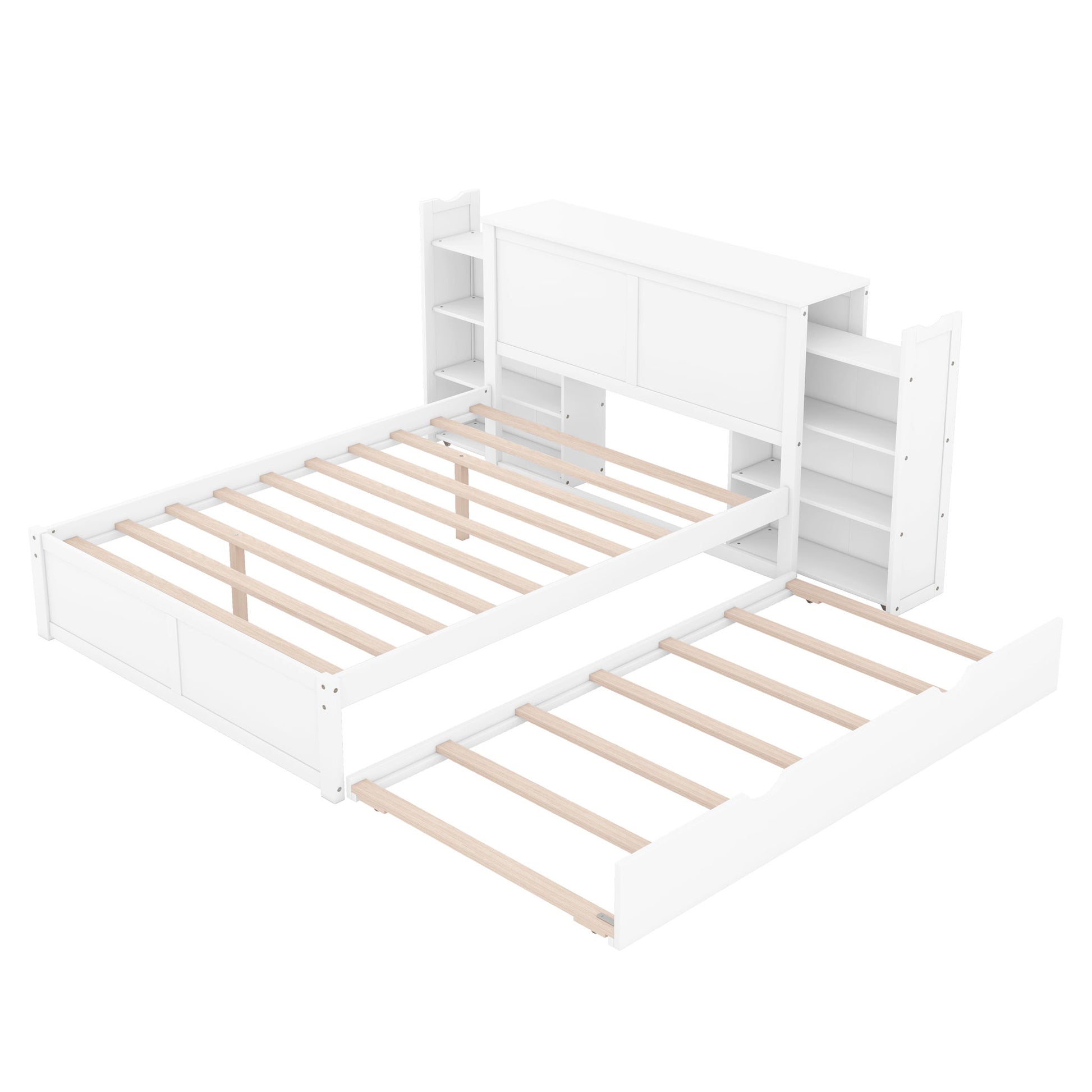 Storage Platform Bed With Pull Out Shelves And Trundle - The Sleep Loft - Online Mattress Showroom NYC
