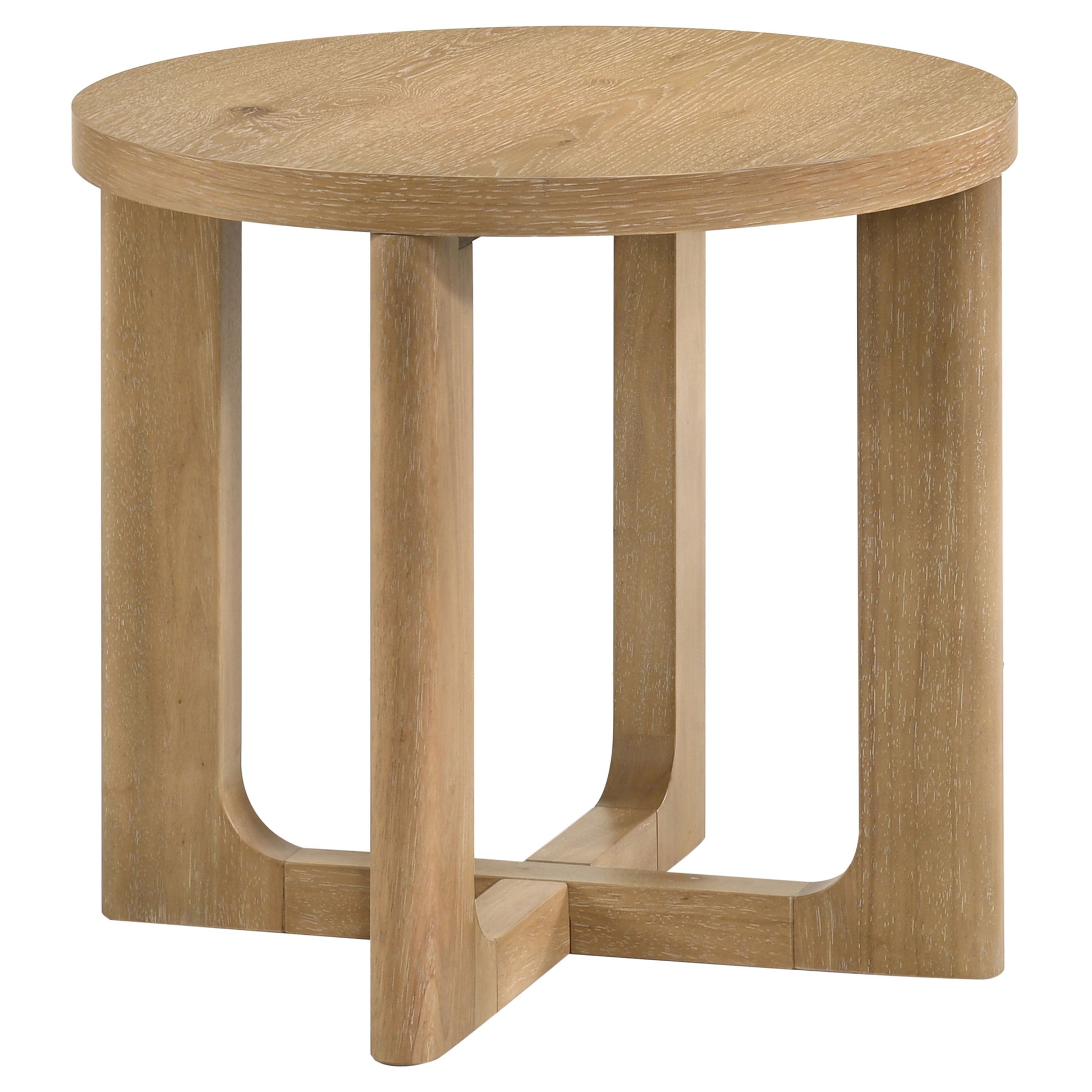 Kessler 3-piece Round Sculptural Wood Coffee Table Set Light Oak
