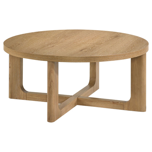 Kessler Round Sculptural Wood Coffee Table Light Oak - The Sleep Loft - Online Mattress Showroom NYC