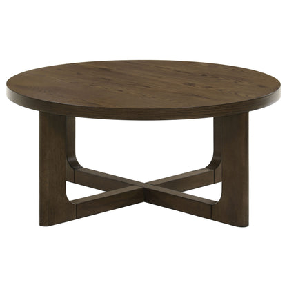 Kessler 3-piece Round Sculptural Wood Coffee Table Set Brown