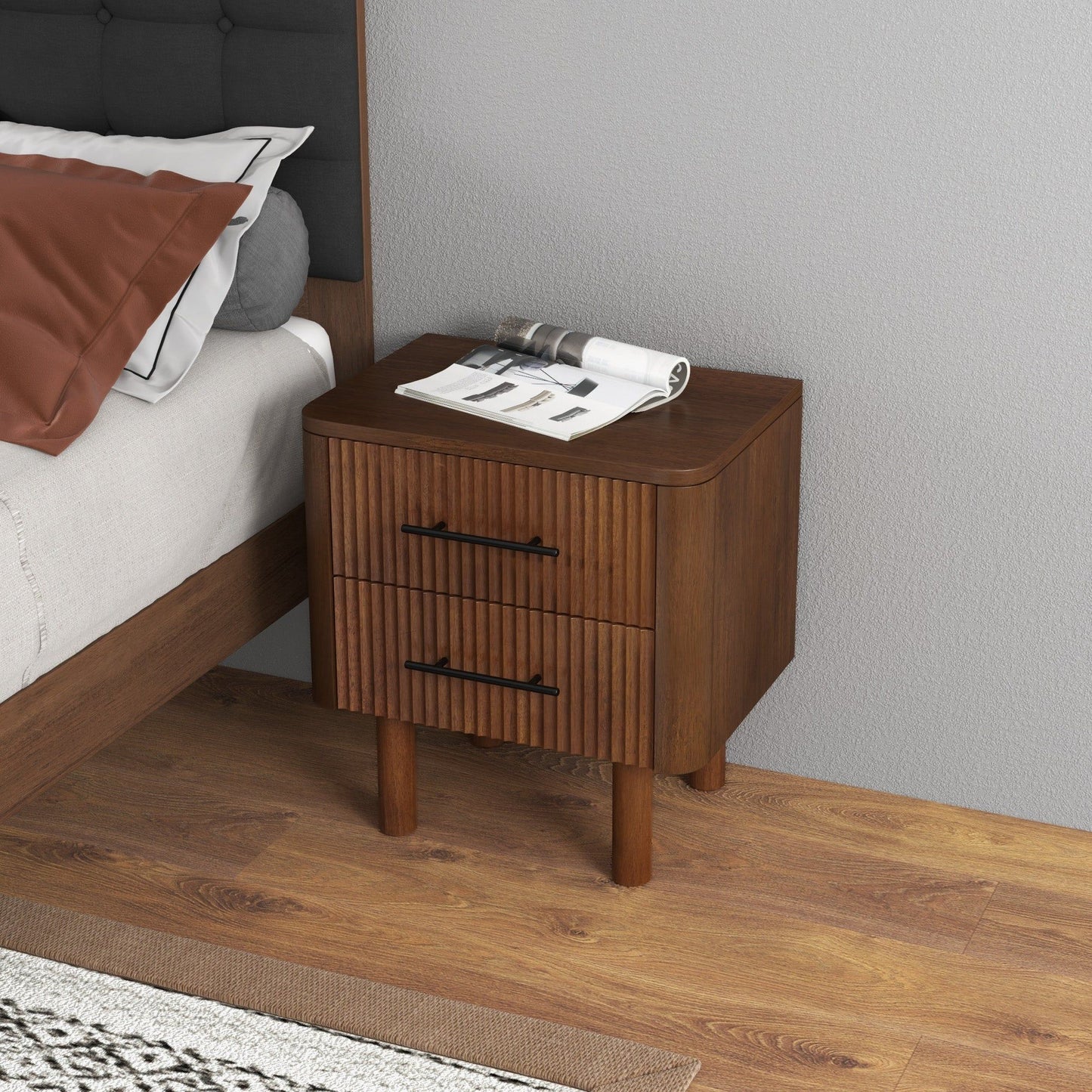 Logan - Nightsd Bed Side Tables With 2 Drawers - Brown - The Sleep Loft - Online Mattress Showroom NYC