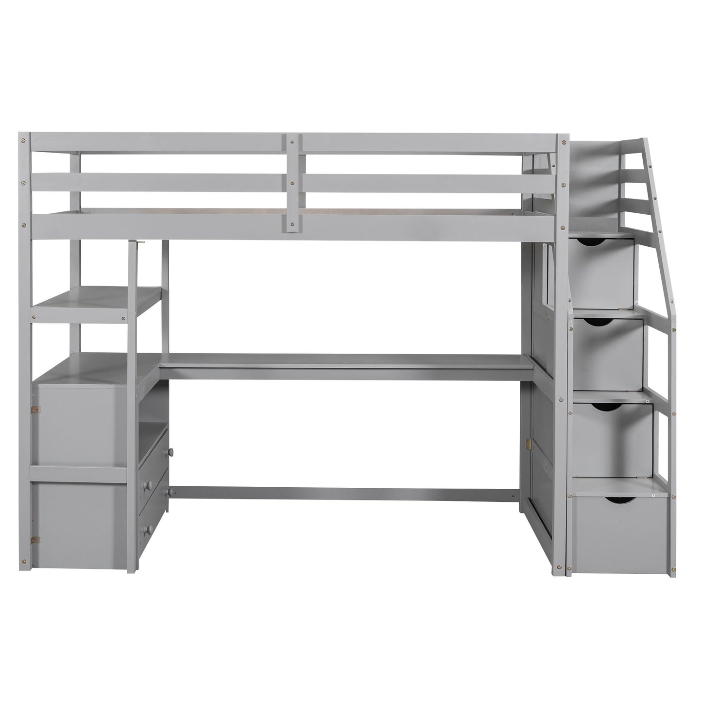 Loft Bed With Desk, Shelves, 2 Drawers, Storage Staircase - The Sleep Loft - Online Mattress Showroom NYC