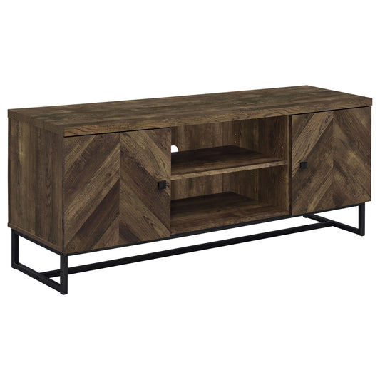 Myles 2-door Engineered Wood 60-inch TV Stand Rustic Oak - The Sleep Loft - Online Mattress Showroom NYC