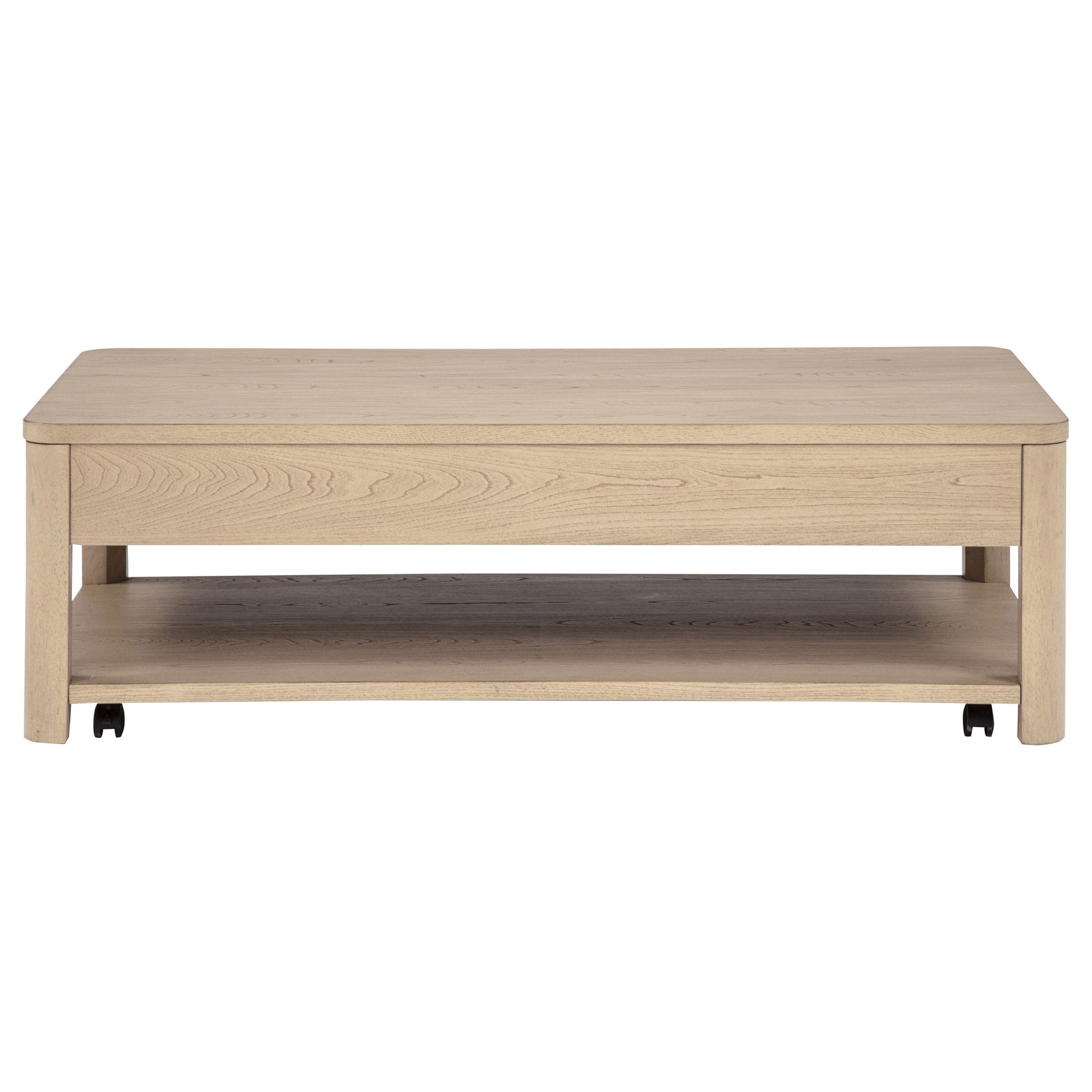 Marcelo Wood Coffee Table with 2 Drawers and Shelf Light Elm