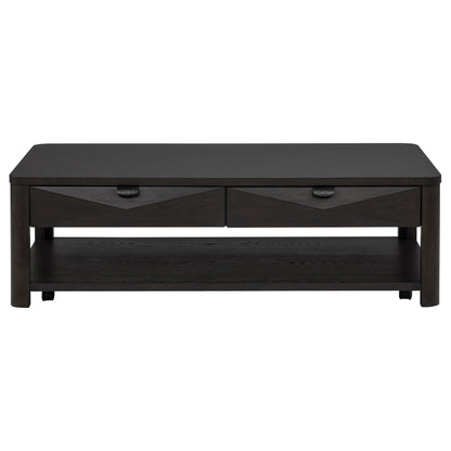 Marcelo Wood Coffee Table with 2 Drawers and Shelf Coffee